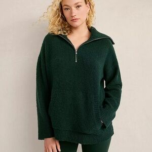 Haven Well Within Boucle Half-Zip Pullover in Hunter Green M Medium
